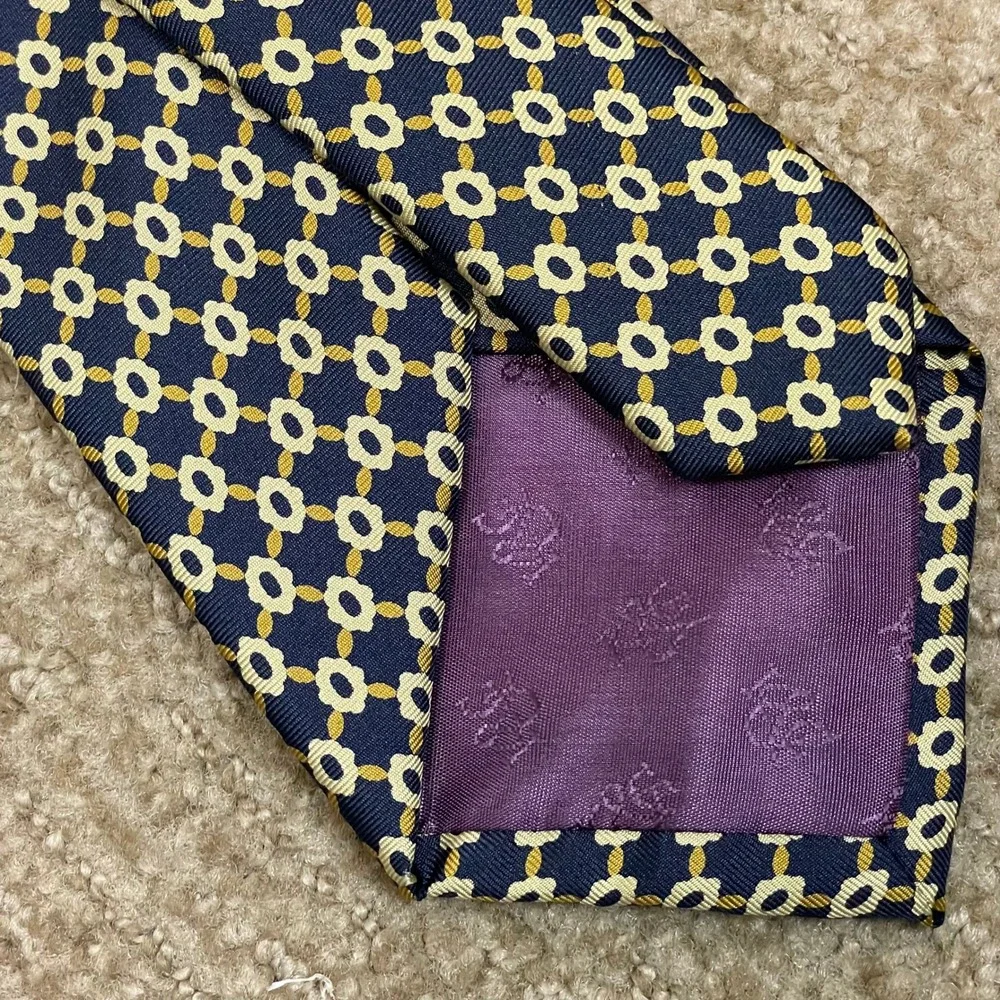 Kent & Curwen Blue Geometric Silk Necktie Mens Classic Business‎ Old Money